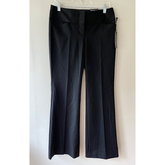 express editor Pants - Express Sz 2S Black Stretch Wide Waistband Dress Pants Pocket Flare Leg Low Rise